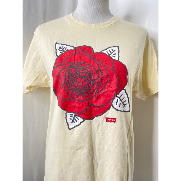 Women’s Medium Shirt Levis Off White Yellow In Color Crewneck Short Sleeve - Picture 3 of 9